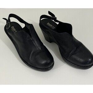 Born Women’s Black Leather Slingback Clogs Size 9M Cozy Comfort Slow Fashion